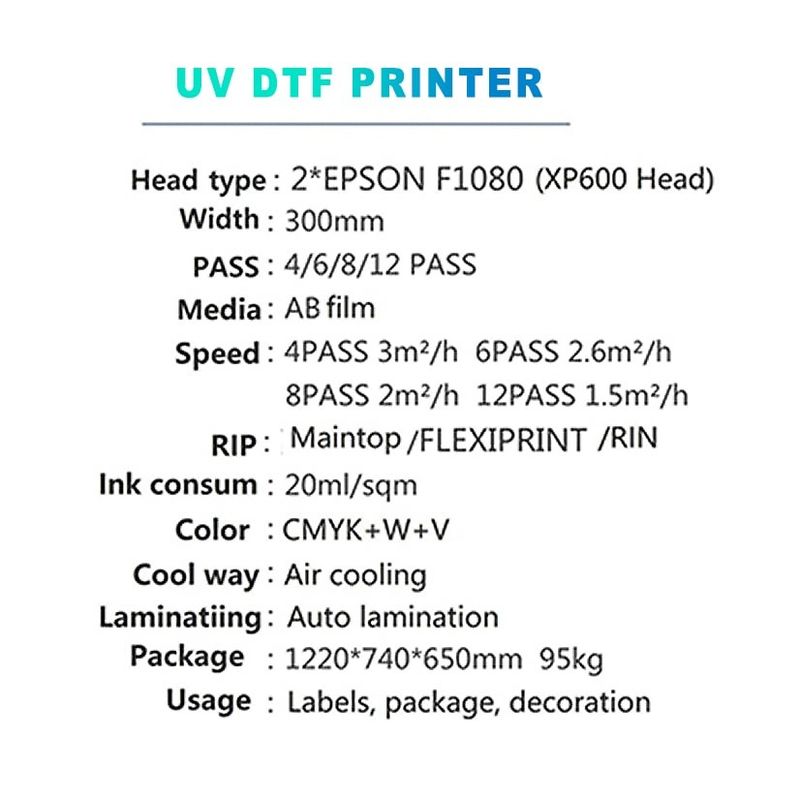 Máquina de Impressão Digital UV AB Film Media com CMYK W+V Ink Color