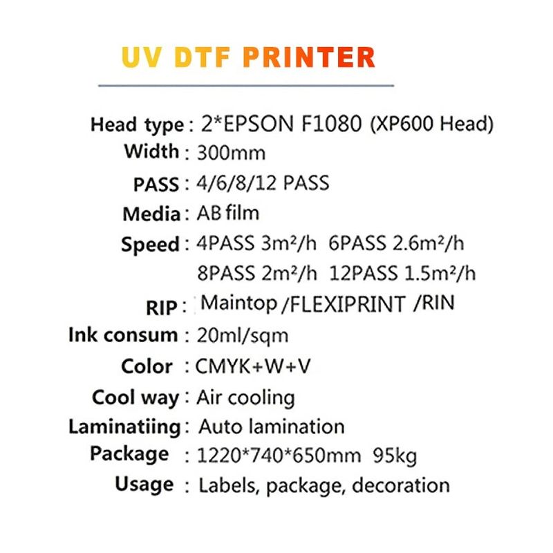 Impressora UV DTF de alta resolução Máquina UV DTF de 300 mm para garrafas de plástico acrílico