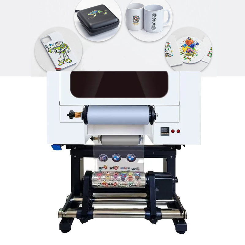 Impressora de etiquetas de cristal DTF UV de 30 cm 2 em 1 máquina com cabeça dupla XP600