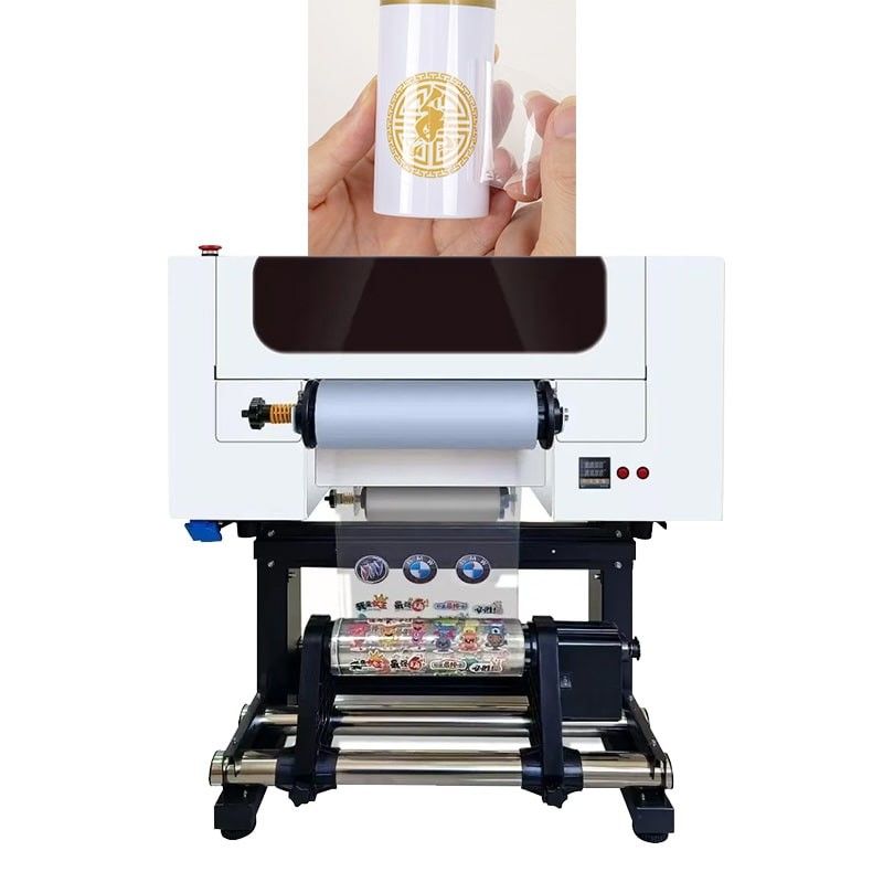 Impressora DTF UV de 30 cm Logotipo de impressão de rolo para rolo Impressora DTF UV A3 para autocolantes
