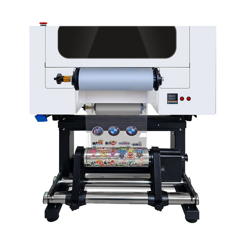 Impressora UV de 300 mm com cabeças de impressão 2*F1080 suportam CMYK+W+V Brilhante e colorido
