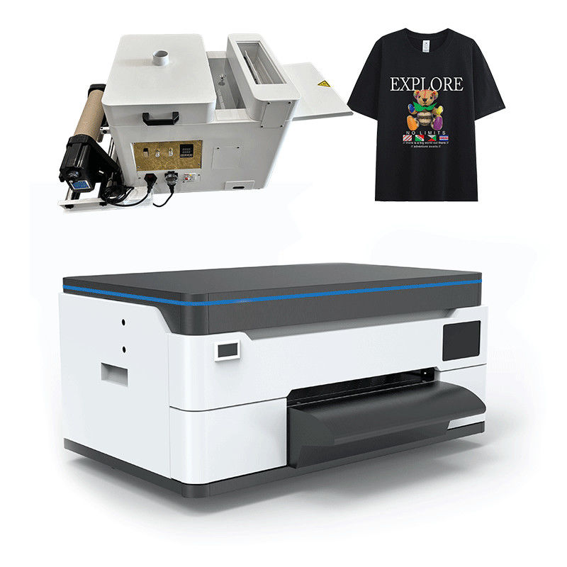 F1080 Cabeça DTF Impressora de tinta branca com máquina de agitar pó para tecido de camiseta