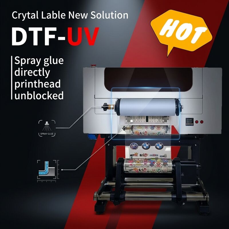 Impressora UV DTF em Rolo de 30CM Máquina de Adesivos Acrílicos para Garrafas com Duas Cabeças para Impressão